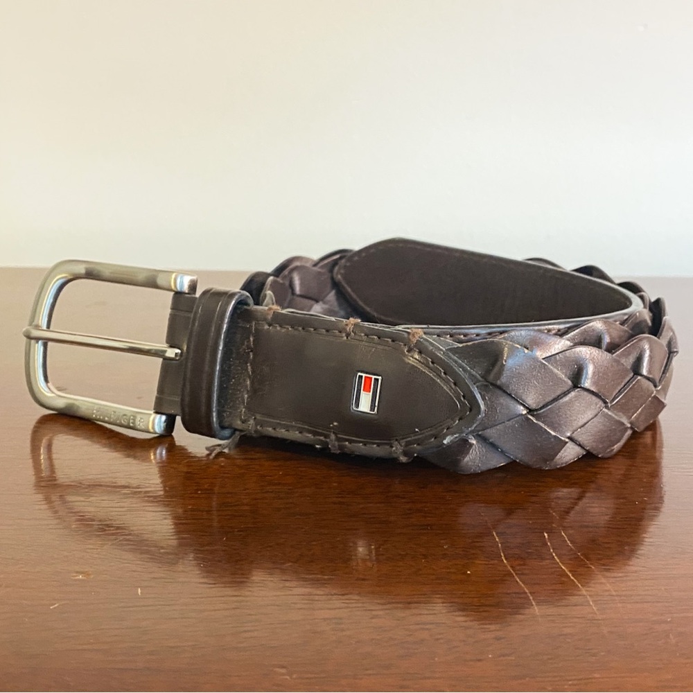 Tommy Hilfiger Braided Leather Belt - Dark Brown